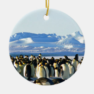 Emperor penguins ceramic ornament