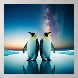 Emperor penguins on ice poster