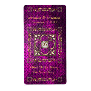 Emperor Pink Stained Glass Wine Wedding Label