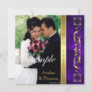Emperor Purple Stained Glass Photo Invitation