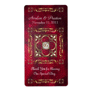 Emperor Red Stained Glass Wine Wedding Label