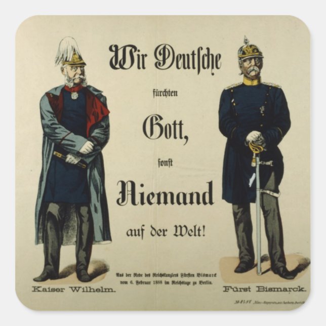 Emperor Wilhelm I and Prince Bismarck Square Sticker (Front)