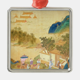 Emperor Wu Ti welcoming a man of letters Metal Ornament