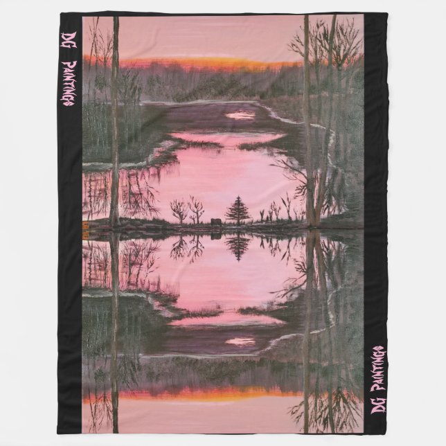 Empeyville Pond Reflection Fleece Blanket (Front)