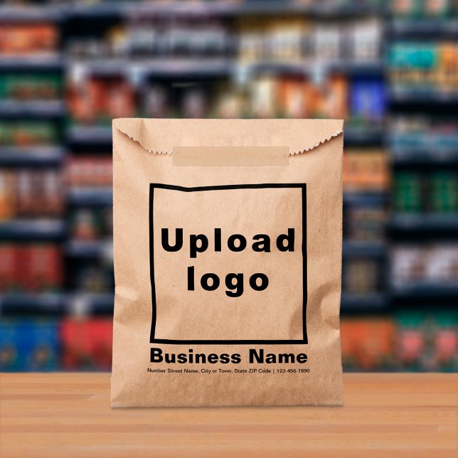 Emphasized Business Name & Logo on Brown Paper Bag (Brown paper bag with your emphasized business name and logo displayed in a store)