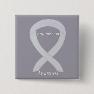 Emphysema Awareness Pearl Ribbon Custom Pin