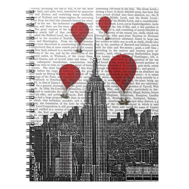 Empire State Building and Red Hot Air Balloons Notebook (Front)
