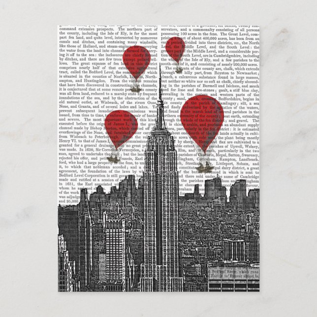 Empire State Building and Red Hot Air Balloons Postcard (Front)