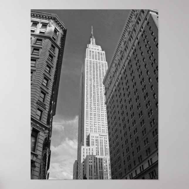 Empire State Building Black And White Photograph Poster (Front)