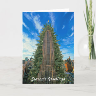 Empire State Building Morphed Into Christmas Tree Holiday Card