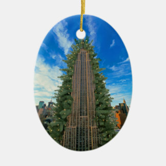 Empire State Building Morphed to Xmas Tree Ceramic Tree Decoration