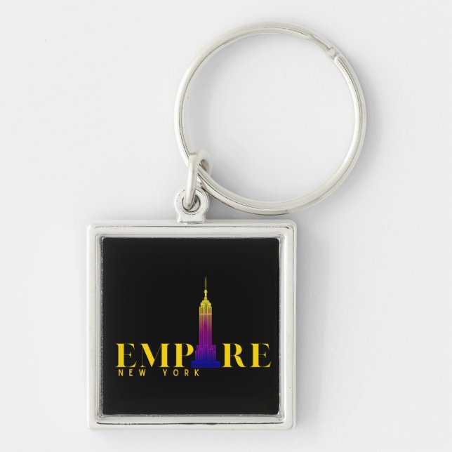 Empire State Building-New York-Vibrant Gold Key Ring (Front)