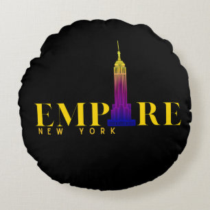Empire State Building-New York-Vibrant Gold Round Cushion