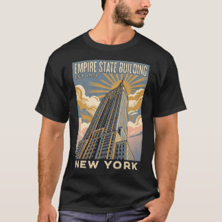 Empire State Building New York Vintage Travel Post T-Shirt