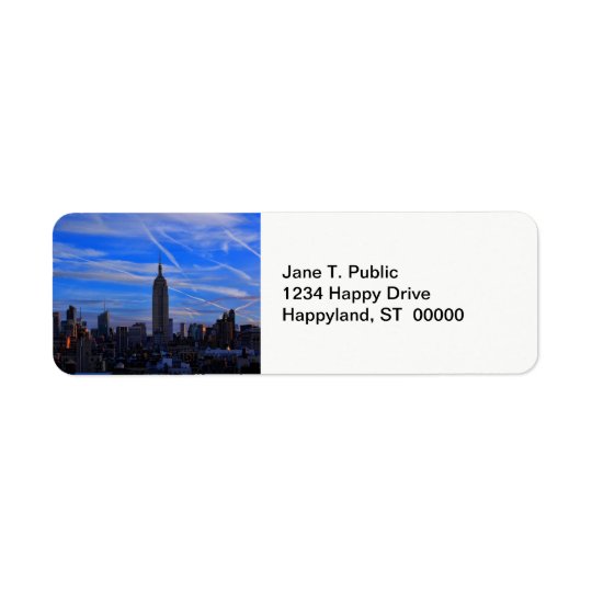 Empire State Building, NYC Skyline and Jet Trails Return Address Label