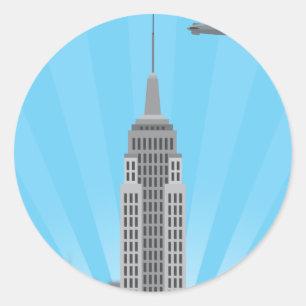 Empire State Building (Simple History) Classic Round Sticker