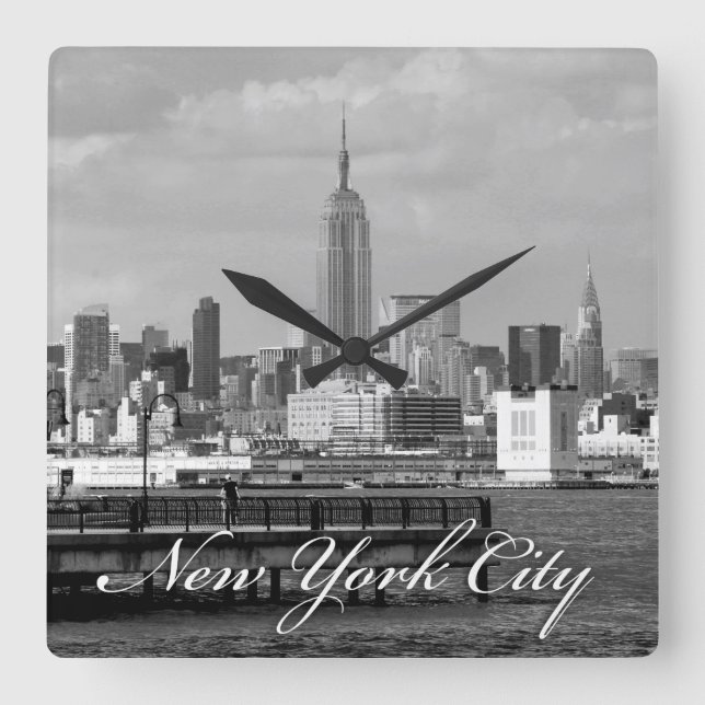 Empire State New York City Square Wall Clock (Front)