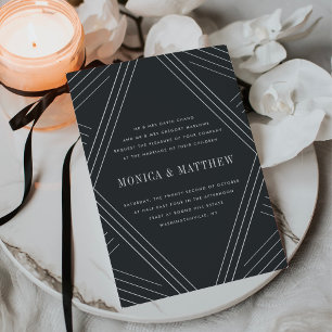 Empire Wedding Invitation Charcoal