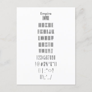 Empire - Zazzle Font Sampler Sheet Postcard