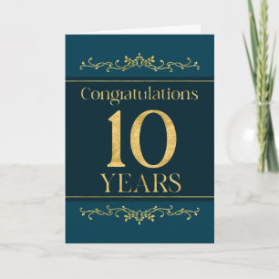 Employee 10th Anniversary Stylish Formal Elegant Card