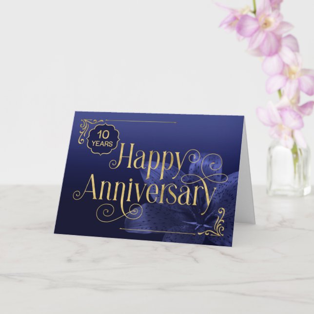 Employee 10th Anniversary Swirly Text Card (Orchid)