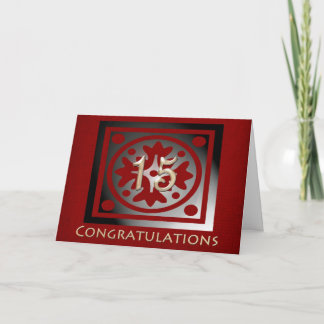 Employee 15th Anniversary Elegant Red Oak Card