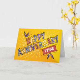 Employee 1st Anniversary Bright Colours Card