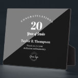 Employee 20 years of service Custom logo Plaque<br><div class="desc">Celebrate a decade of dedication and commitment with our Employee 20 Years of Service Custom Logo plaque Award. It's important to recognize and appreciate your employees for their years of service, and this elegant easel plaque is the great way to convey your appreciation. The award features a sleek black and...</div>