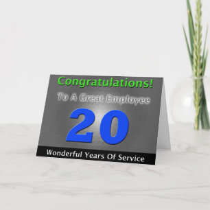 Employee 20th Anniversary Bold and Stylish Card