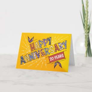 Employee 20th Anniversary Bright Colours Card