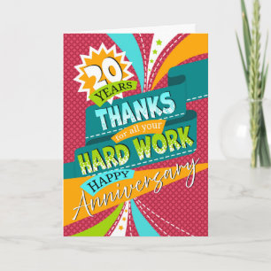 Employee 20th Anniversary Fun and Colorful Holiday Card