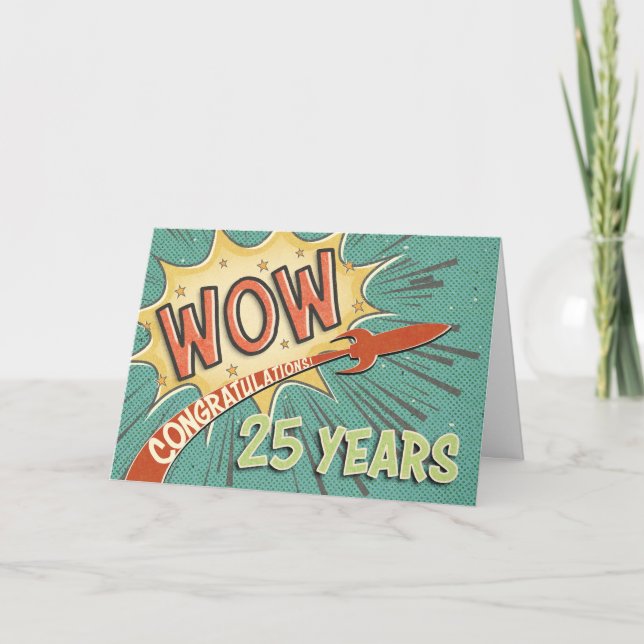 Employee 25th Anniversary Vintage Comic Book Style Card (Front)