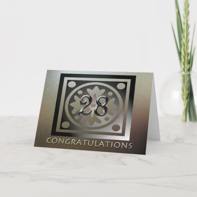 Employee 28th Anniversary Elegant Golden Card (Front)