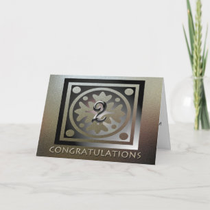 Employee 2nd Anniversary Elegant Golden Cards