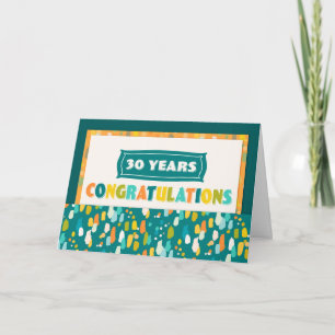 Employee 30th Anniversary Colourful Congratulation Card