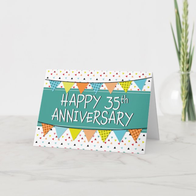 Employee 35th Anniversary Colourful Triangles Card (Front)