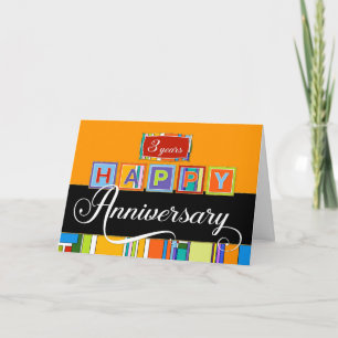 Employee 3rd Anniversary - Bold Colours Card