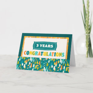 Employee 3rd Anniversary Colourful Congratulations Card