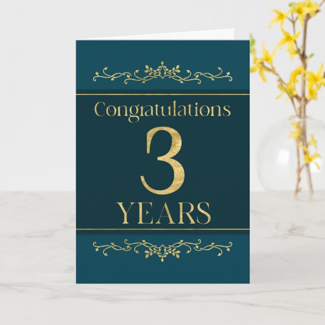 Employee 3rd Anniversary Stylish Formal Elegant Card (Yellow Flower)
