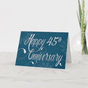 Employee 45th Anniversary - Swirly Text - Blue Card