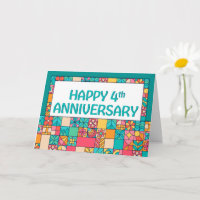 Employee 4th Anniversary Bright Squares Pattern