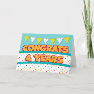 Employee 4th Anniversary Fun Bright Bunting Card