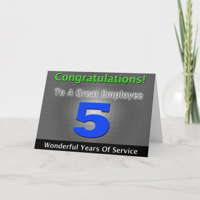 Employee 5th Anniversary Bold and Stylish Card (Front)