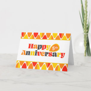 Employee 5th Anniversary Bright Colours Retro Card