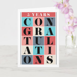Employee 5th Anniversary Congratulations Grid Card