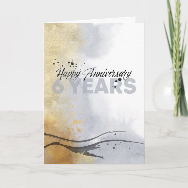 Employee 6th Anniversary Artistic Ink Abstract Card (Front)