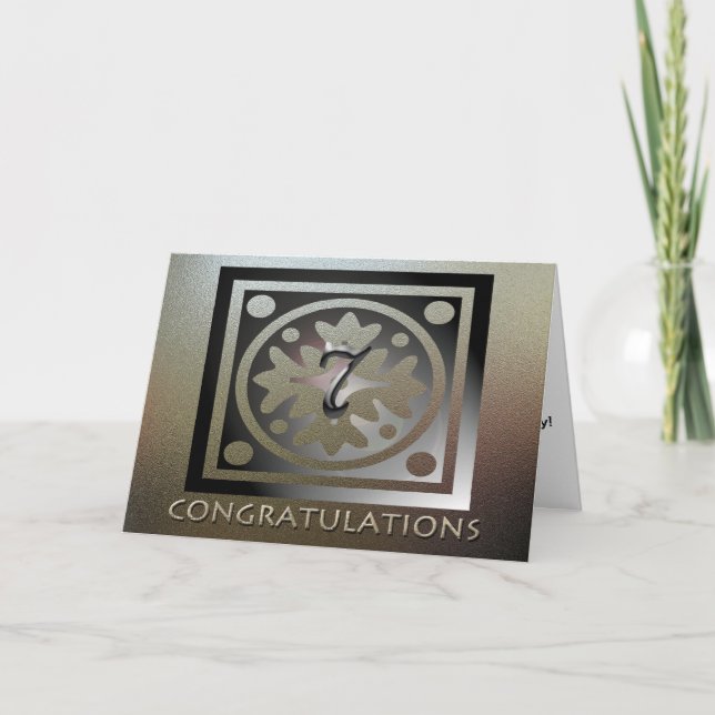 Employee 7th Anniversary Elegant Golden Card (Front)