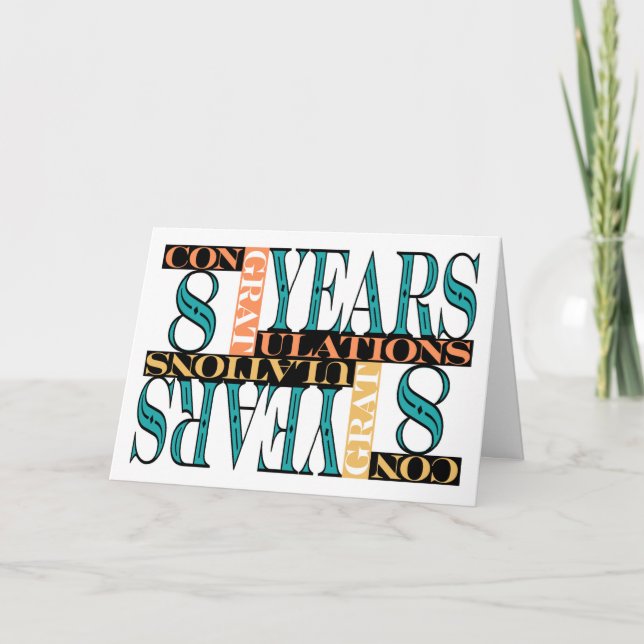 Employee 8th Anniversary Congratulations Mosaic Card (Front)