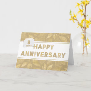 Employee 8th Anniversary Neutral and Gold Colours Card