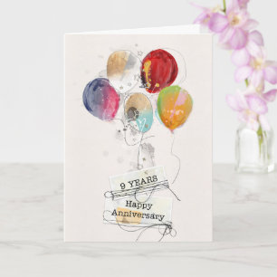 Employee 9th Anniversary Balloons Card